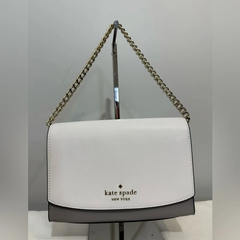 Kate Spade Carson Color Block Black Gray and White Leather Crossbody Bag